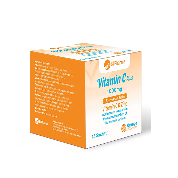 Bt Pharma Vitamin C Plus 1000Mg & Zinc 15 Sach