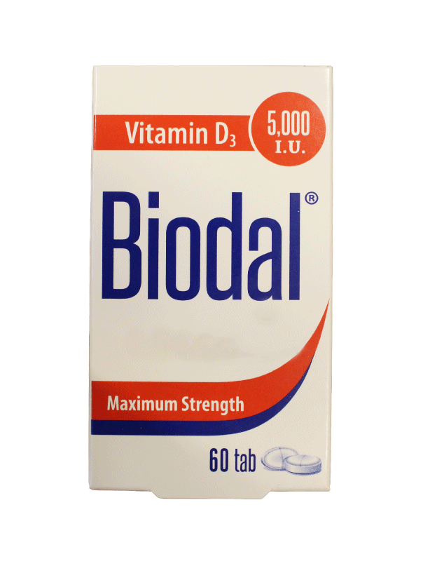 Biodal® (vitamin D3) 5,000 I.U Maximum Strength, 60 tablets
