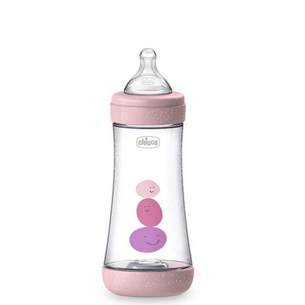 Chicco Perfect 5 Fast-Flow Bottle (Pink) 2M+, 240Ml